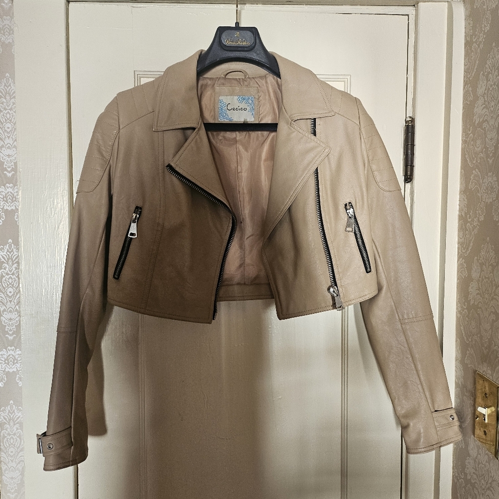 Cecico Cropped Faux Leather Jacket